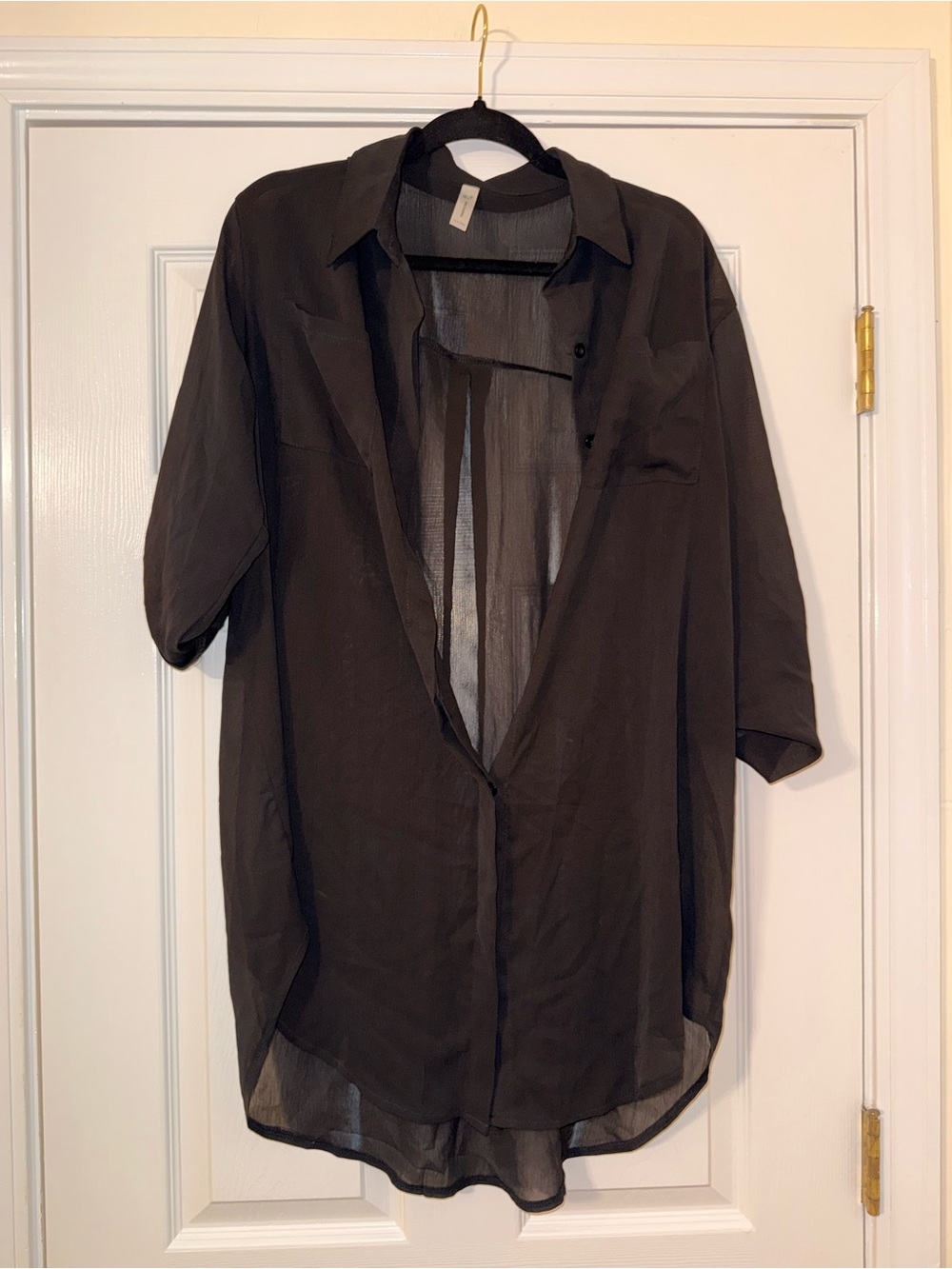 Beachsissi Women's Sheer Button-Down Shirt Swim coverup in BLACK